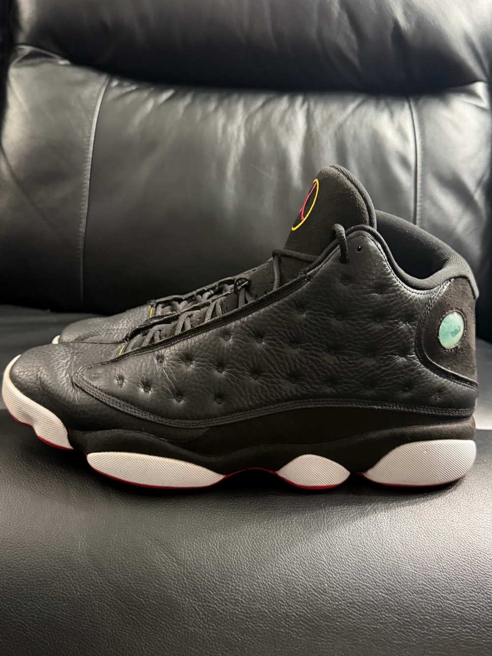 Jordan Men's Black Basketball Sneakers with Red & White Accents